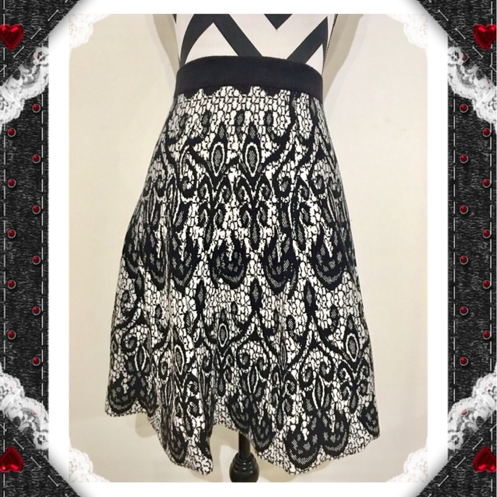 Cynthia Rowley Lace Pattern Print Sweater Skirt